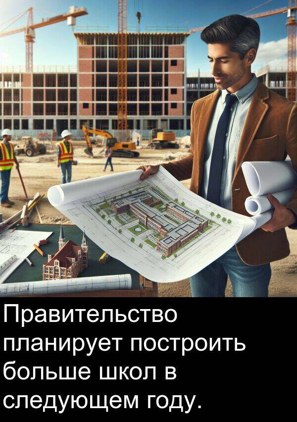 построить: Правительство планирует построить больше школ в следующем году.
