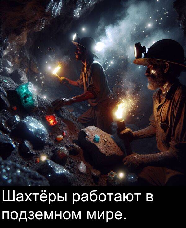 подземном: Шахтёры работают в подземном мире.