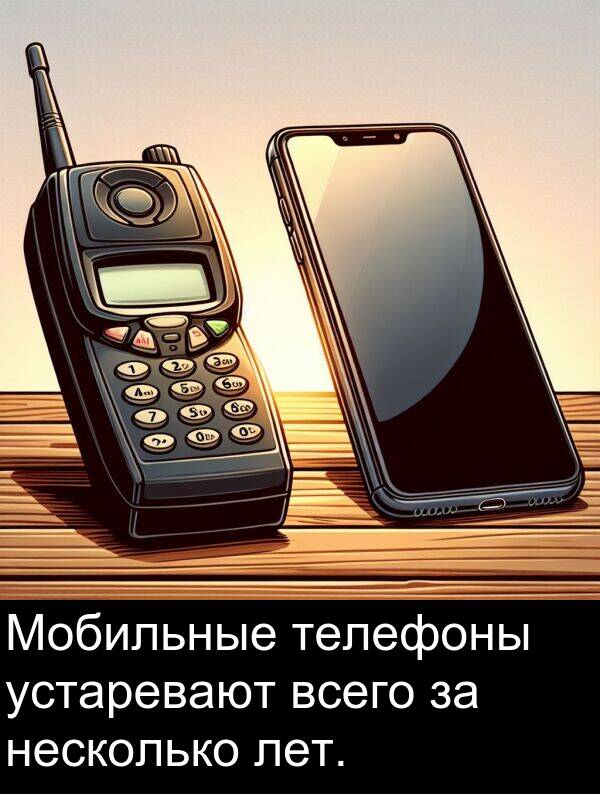 всего: Мобильные телефоны устаревают всего за несколько лет.