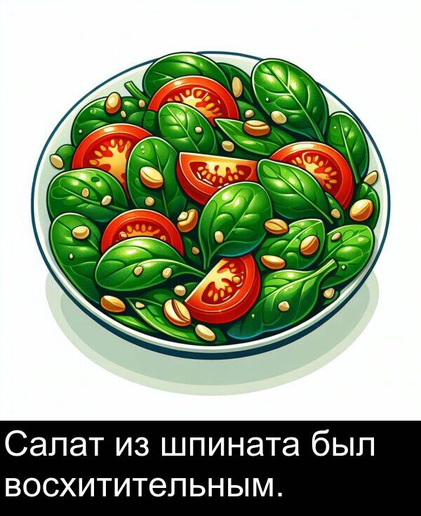 восхитительным: Салат из шпината был восхитительным.