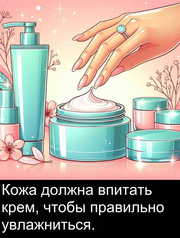 крем: Кожа должна впитать крем, чтобы правильно увлажниться.