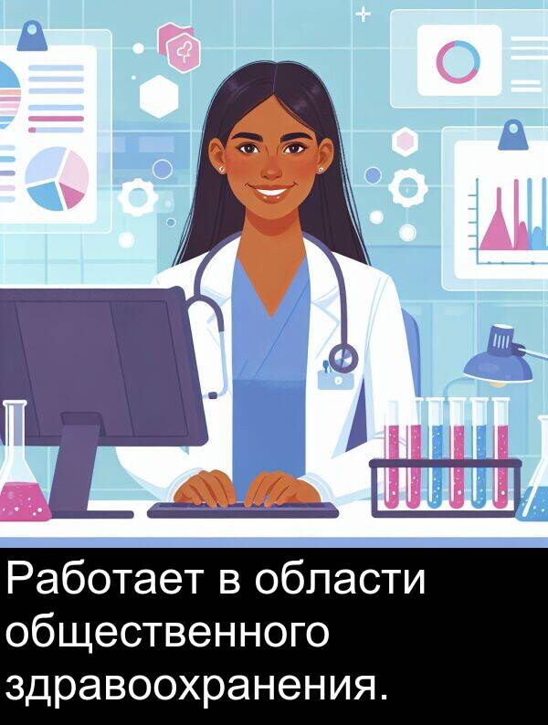 области: Работает в области общественного здравоохранения.