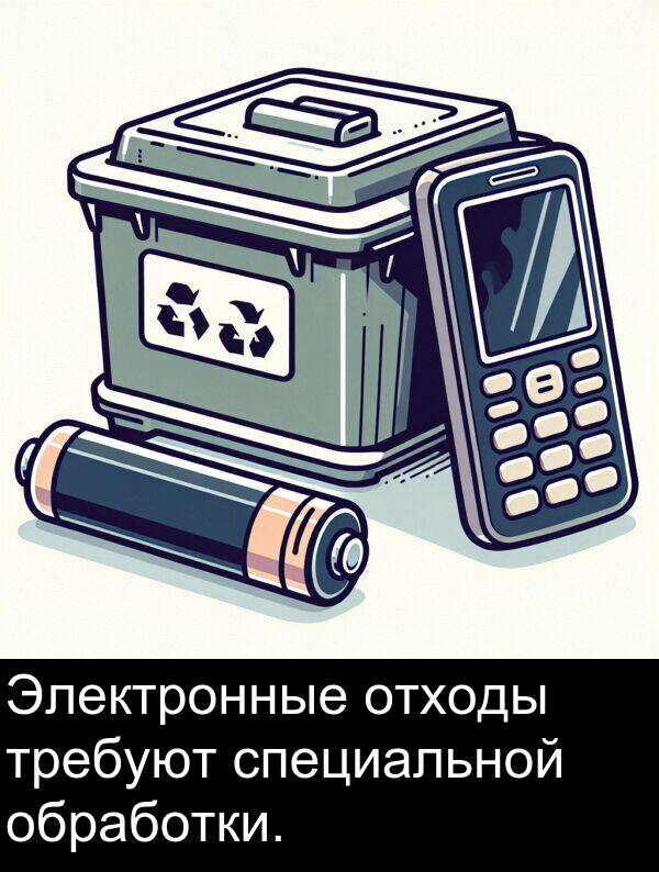 специальной: Электронные отходы требуют специальной обработки.