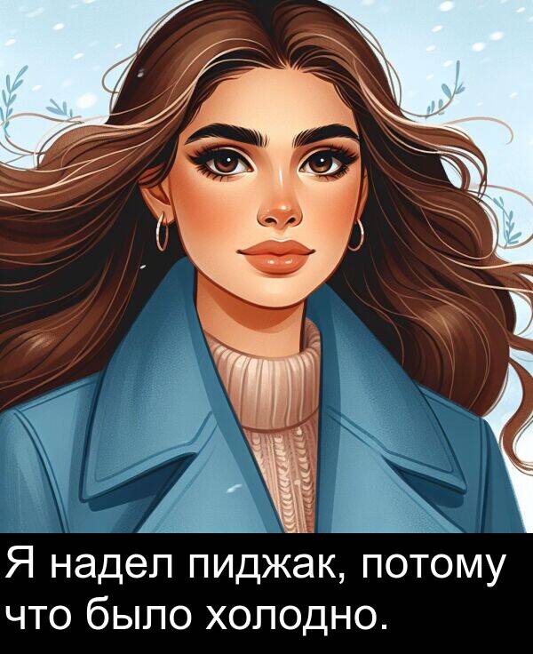 потому: Я надел пиджак, потому что было холодно.