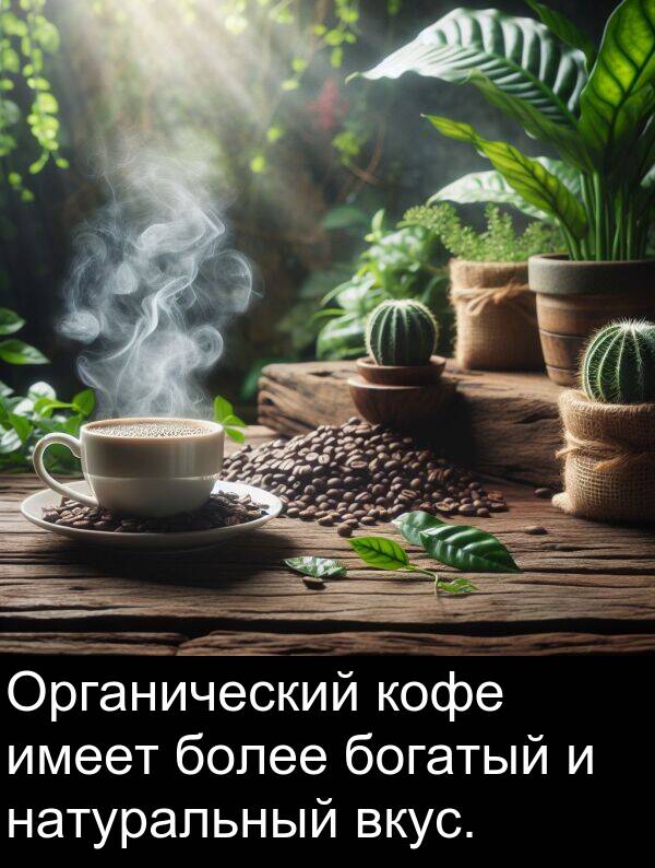 кофе: Органический кофе имеет более богатый и натуральный вкус.