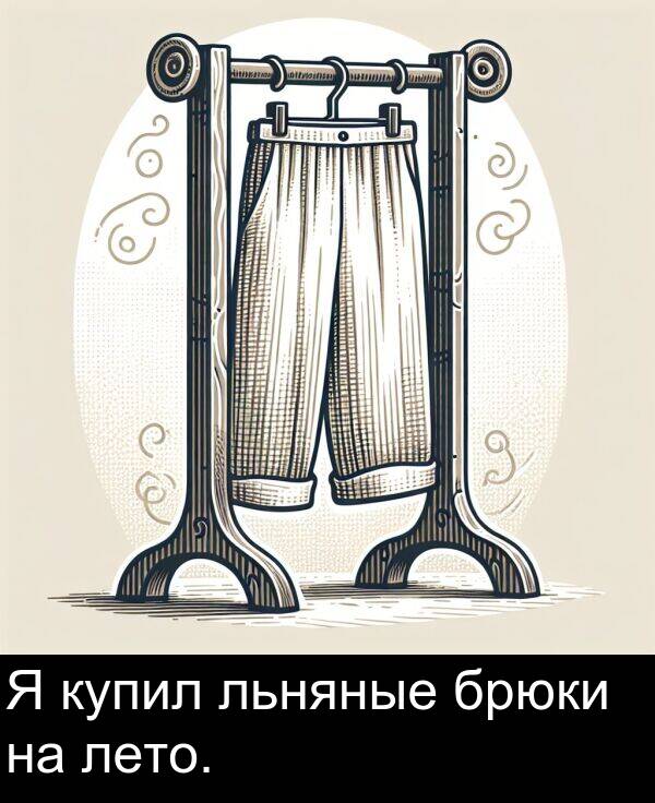 брюки: Я купил льняные брюки на лето.