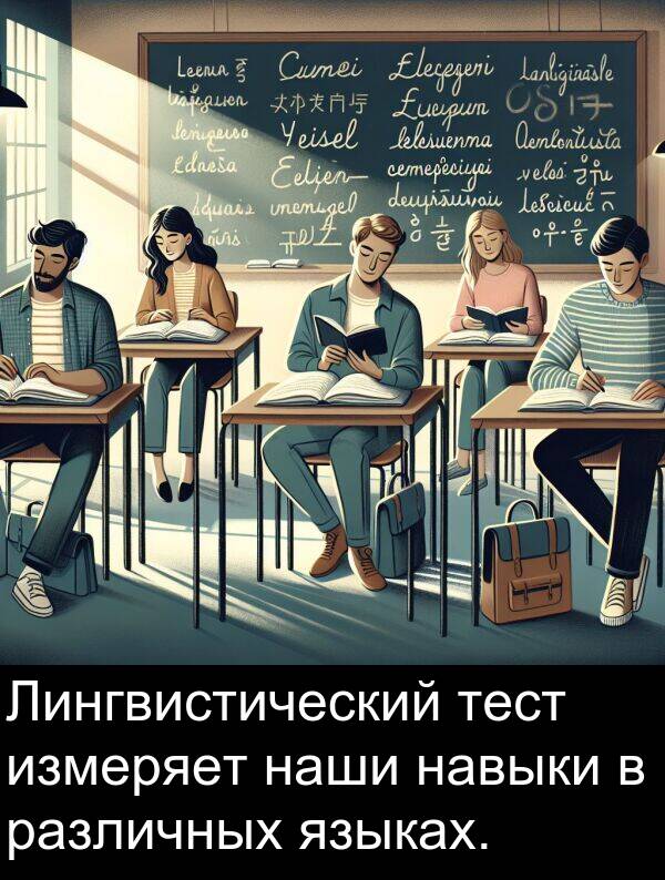 навыки: Лингвистический тест измеряет наши навыки в различных языках.