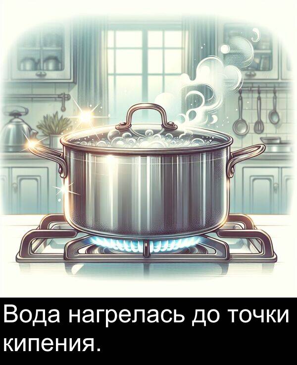 кипения: Вода нагрелась до точки кипения.