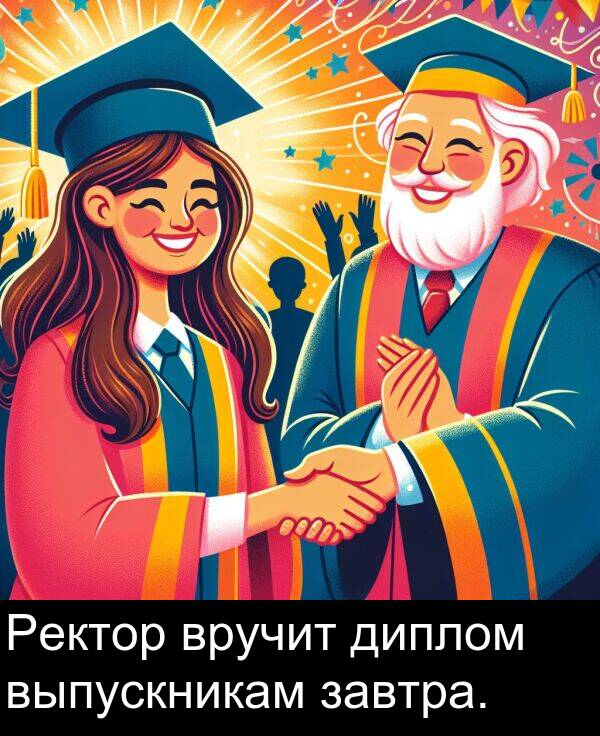 выпускникам: Ректор вручит диплом выпускникам завтра.