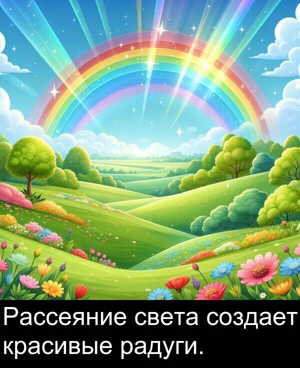 красивые: Рассеяние света создает красивые радуги.
