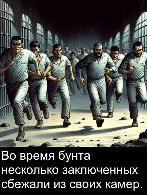 своих: Во время бунта несколько заключенных сбежали из своих камер.