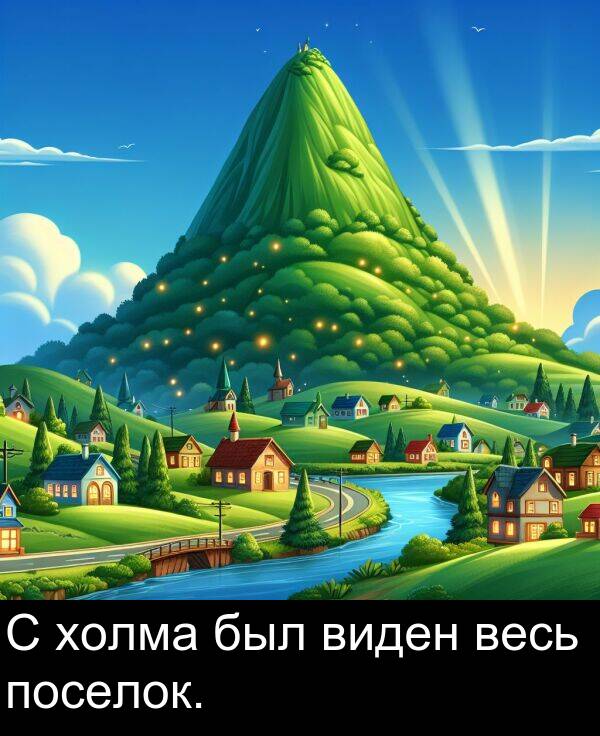 весь: С холма был виден весь поселок.