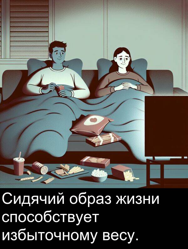 весу: Сидячий образ жизни способствует избыточному весу.