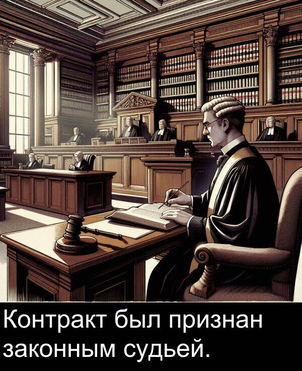признан: Контракт был признан законным судьей.
