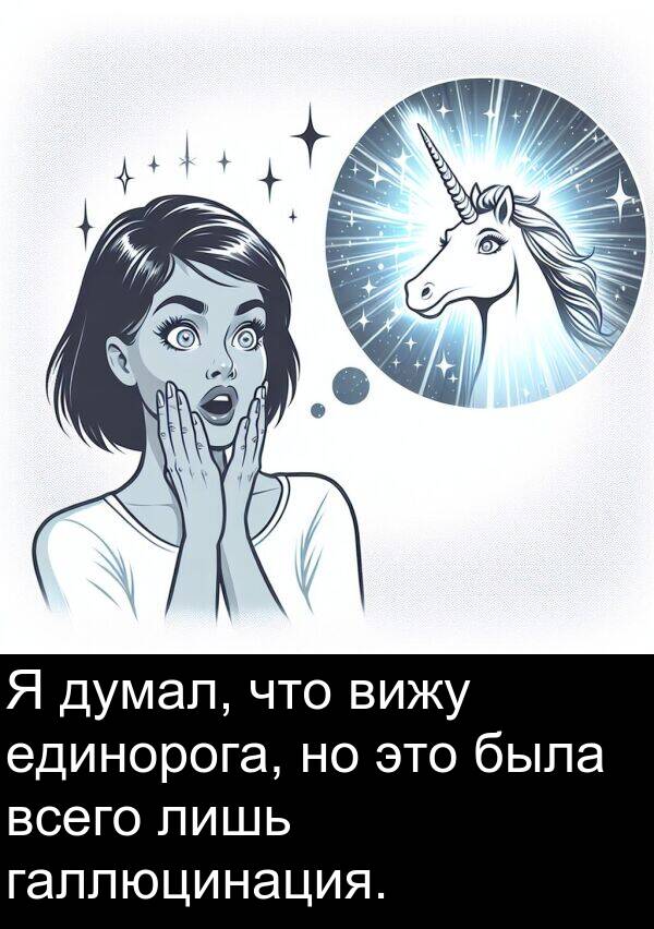 всего: Я думал, что вижу единорога, но это была всего лишь галлюцинация.