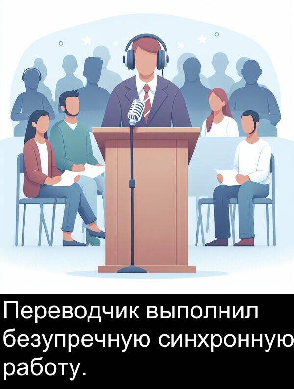 выполнил: Переводчик выполнил безупречную синхронную работу.