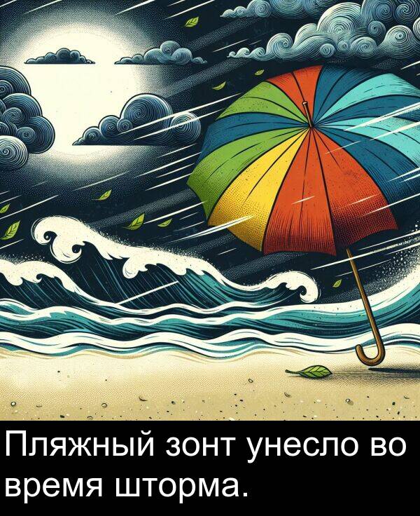 время: Пляжный зонт унесло во время шторма.