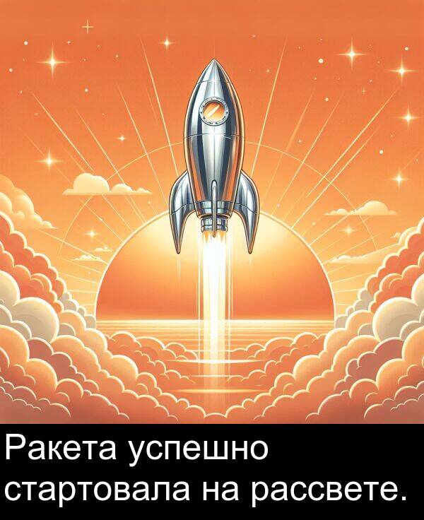 успешно: Ракета успешно стартовала на рассвете.