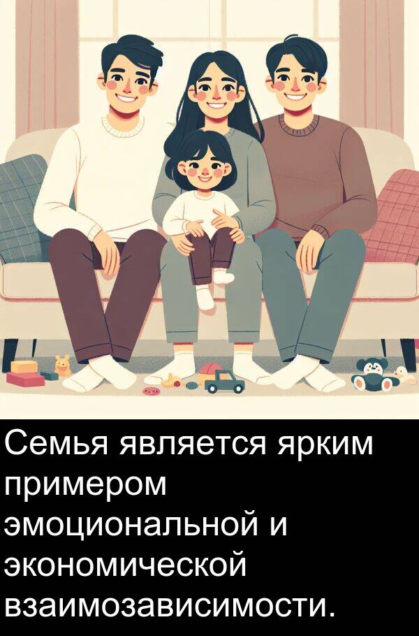эмоциональной: Семья является ярким примером эмоциональной и экономической взаимозависимости.