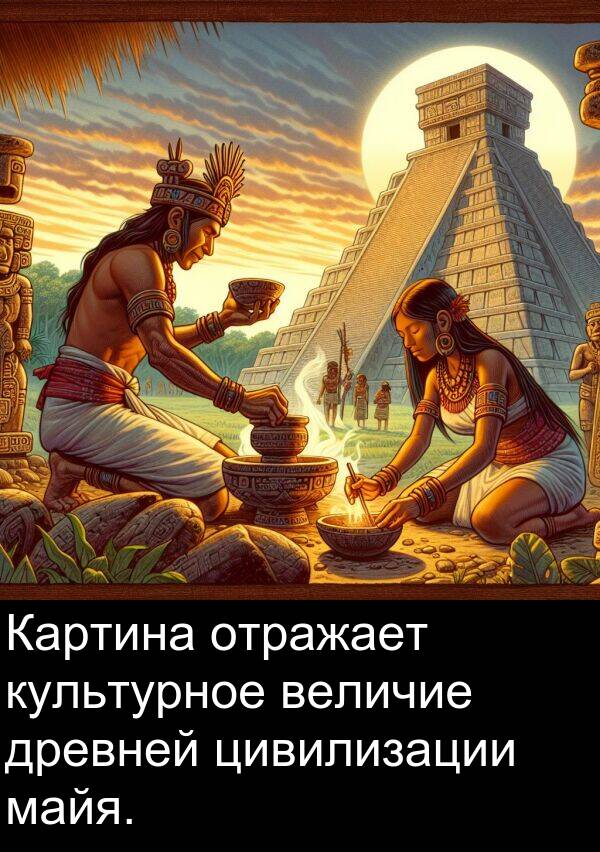 величие: Картина отражает культурное величие древней цивилизации майя.