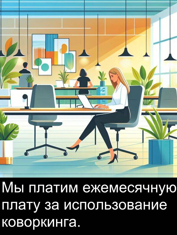коворкинга: Мы платим ежемесячную плату за использование коворкинга.