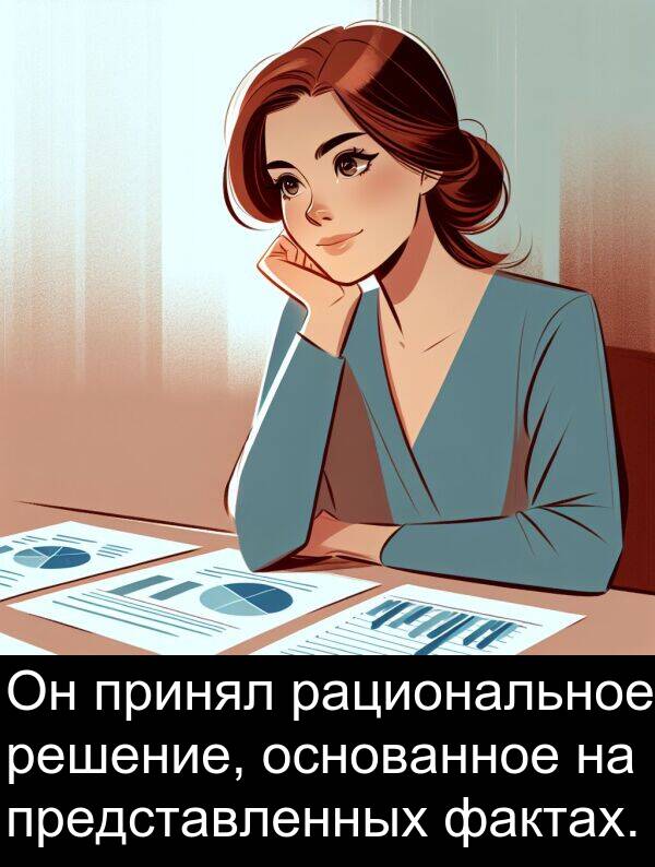 принял: Он принял рациональное решение, основанное на представленных фактах.