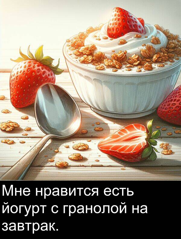 йогурт: Мне нравится есть йогурт с гранолой на завтрак.