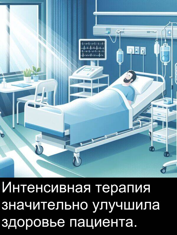 улучшила: Интенсивная терапия значительно улучшила здоровье пациента.