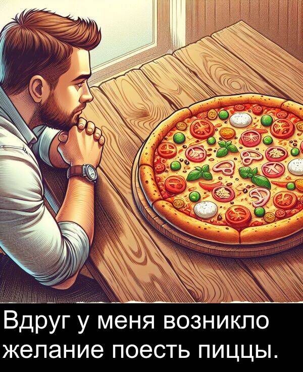 желание: Вдруг у меня возникло желание поесть пиццы.