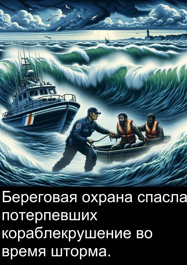 потерпевших: Береговая охрана спасла потерпевших кораблекрушение во время шторма.