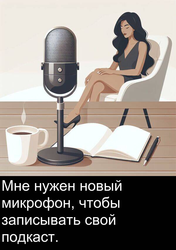 новый: Мне нужен новый микрофон, чтобы записывать свой подкаст.