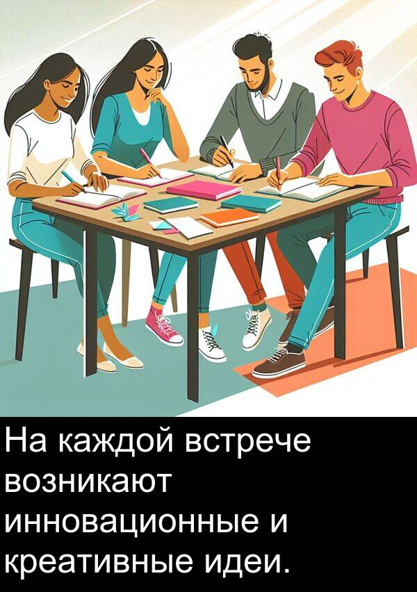 креативные: На каждой встрече возникают инновационные и креативные идеи.
