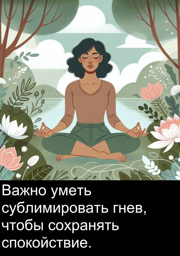 уметь: Важно уметь сублимировать гнев, чтобы сохранять спокойствие.