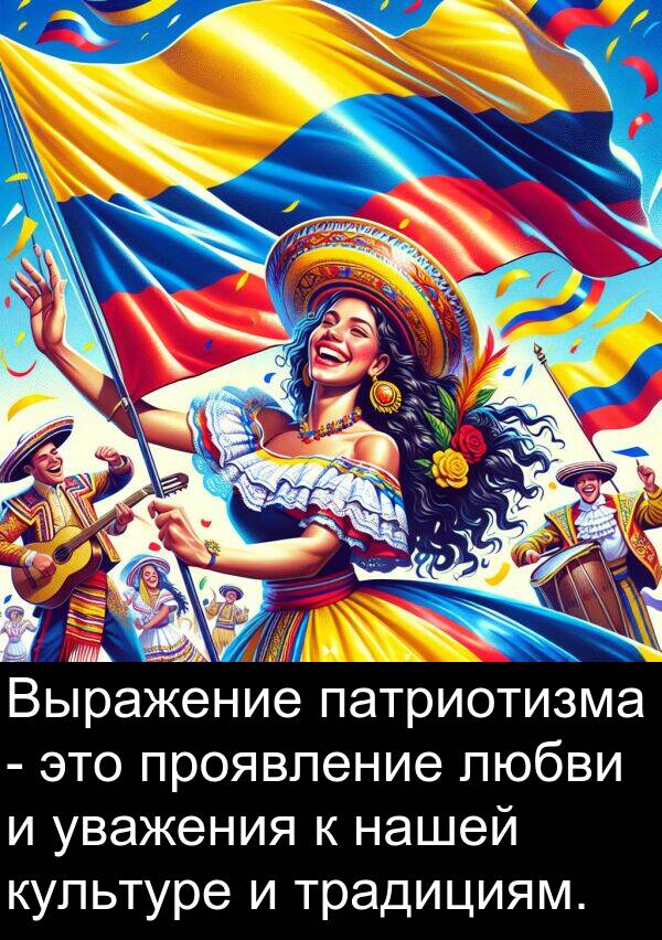культуре: Выражение патриотизма - это проявление любви и уважения к нашей культуре и традициям.