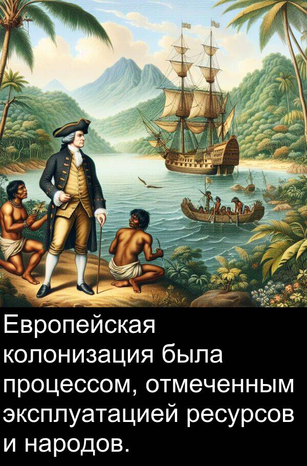 колонизация: Европейская колонизация была процессом, отмеченным эксплуатацией ресурсов и народов.