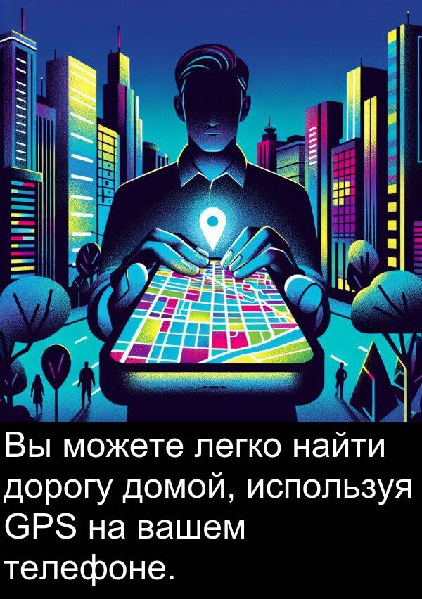 вашем: Вы можете легко найти дорогу домой, используя GPS на вашем телефоне.