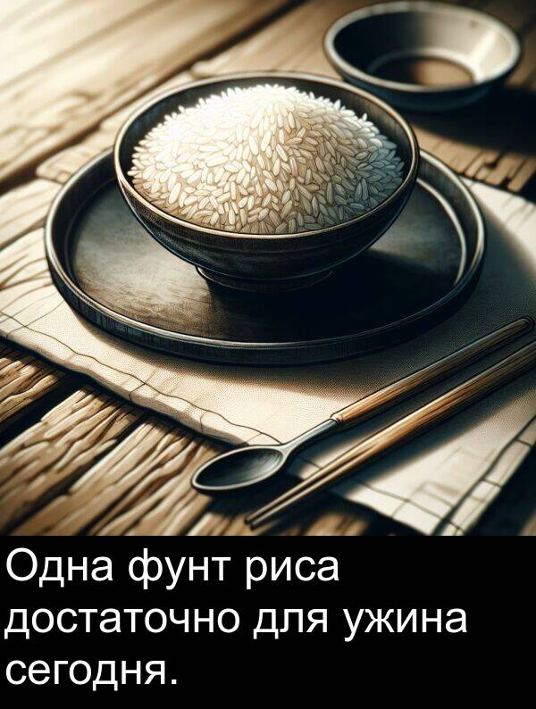 ужина: Одна фунт риса достаточно для ужина сегодня.