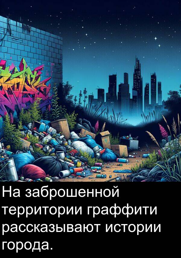 заброшенной: На заброшенной территории граффити рассказывают истории города.