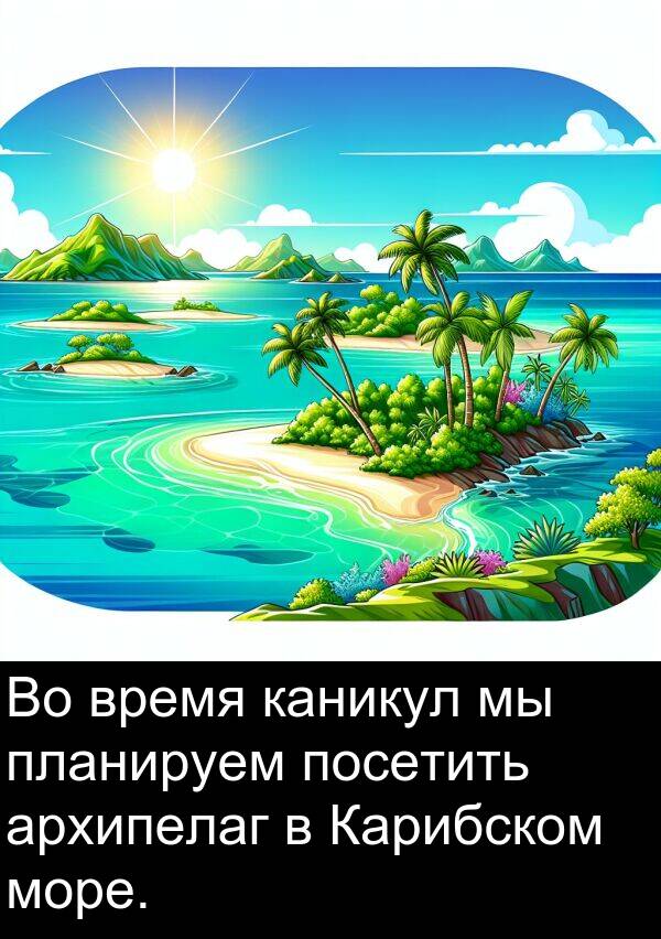 архипелаг: Во время каникул мы планируем посетить архипелаг в Карибском море.