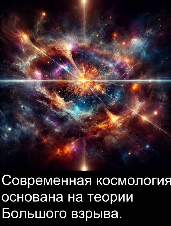 космология: Современная космология основана на теории Большого взрыва.