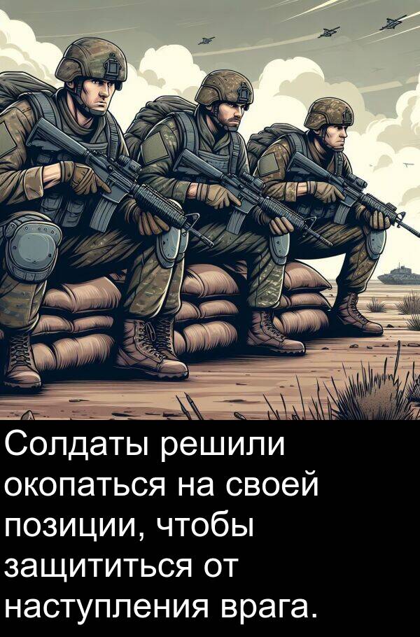 врага: Солдаты решили окопаться на своей позиции, чтобы защититься от наступления врага.