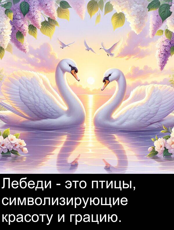 красоту: Лебеди - это птицы, символизирующие красоту и грацию.