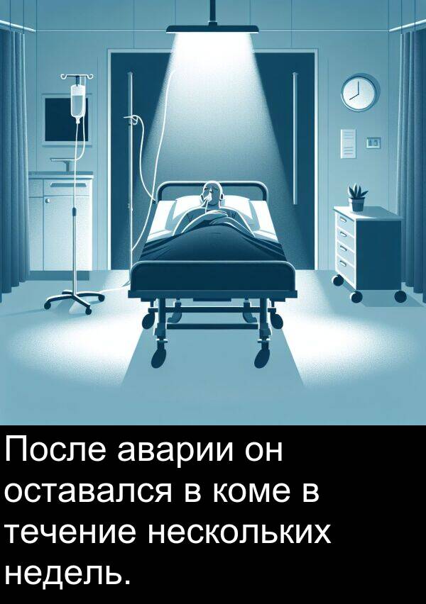 коме: После аварии он оставался в коме в течение нескольких недель.