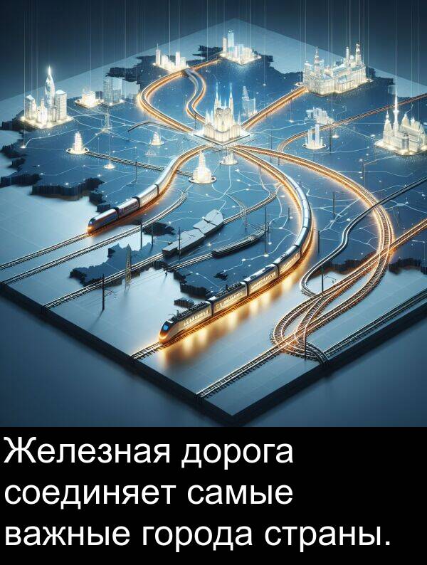 страны: Железная дорога соединяет самые важные города страны.
