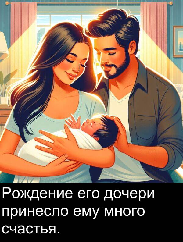 принесло: Рождение его дочери принесло ему много счастья.