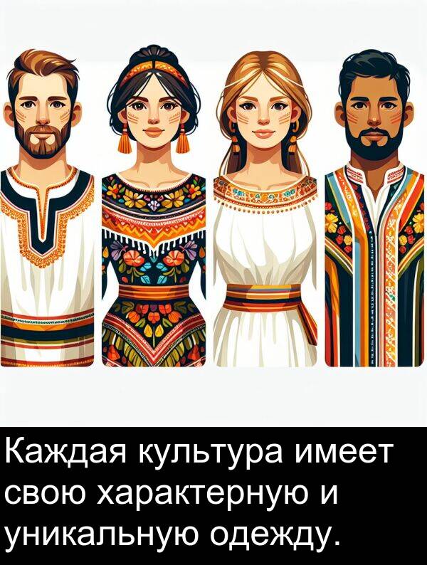 культура: Каждая культура имеет свою характерную и уникальную одежду.
