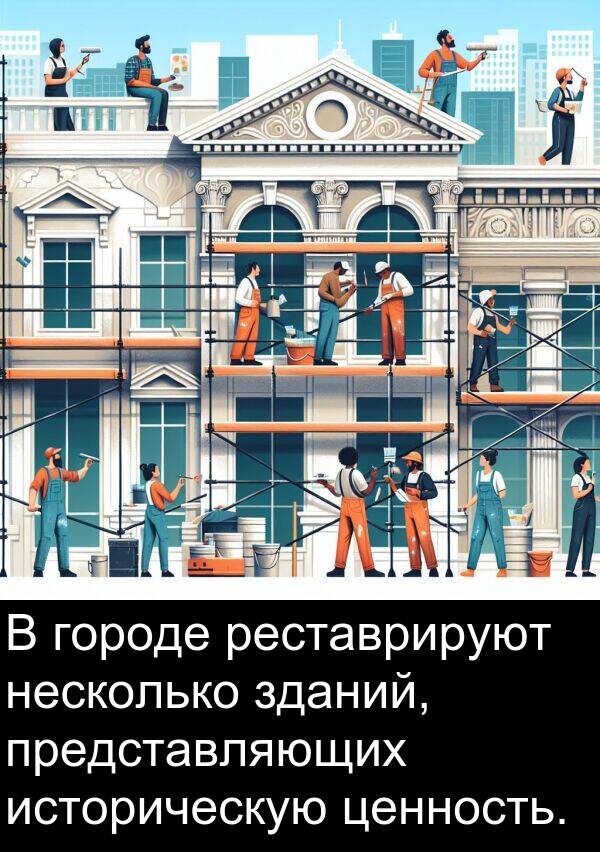 ценность: В городе реставрируют несколько зданий, представляющих историческую ценность.