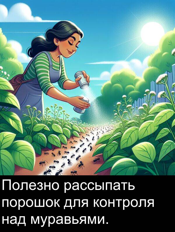 контроля: Полезно рассыпать порошок для контроля над муравьями.