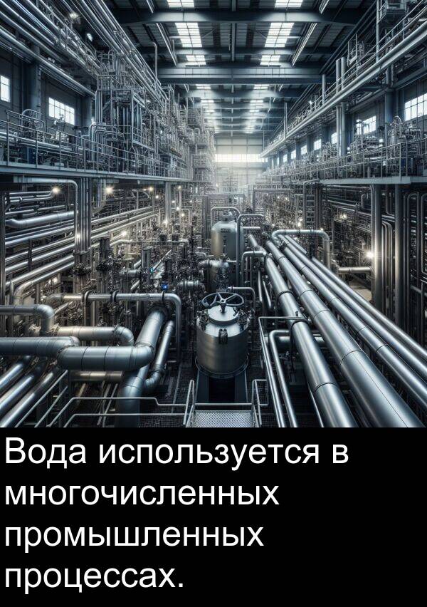процессах: Вода используется в многочисленных промышленных процессах.