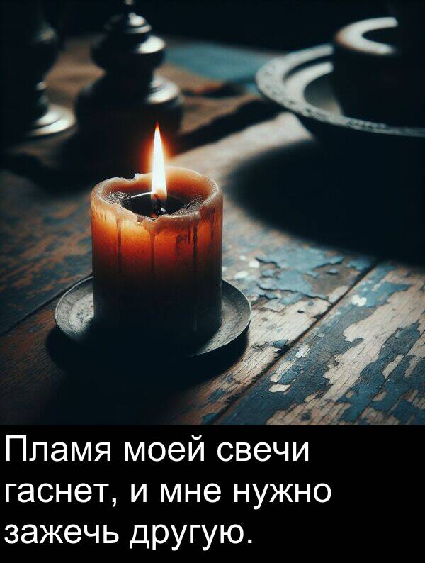 свечи: Пламя моей свечи гаснет, и мне нужно зажечь другую.